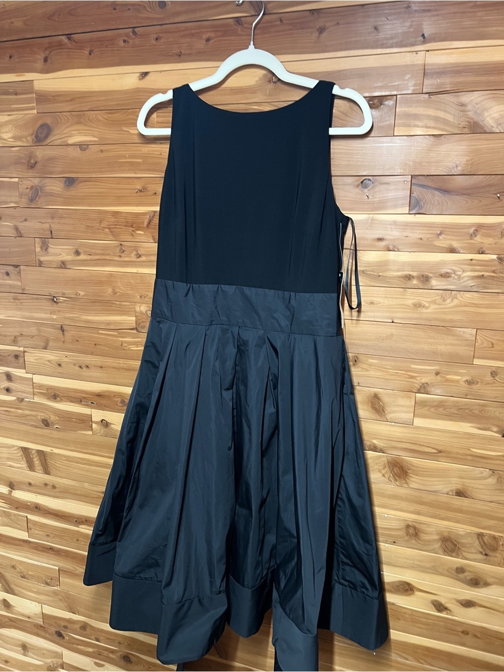 Lauren Ralph Lauren Evening Dress Women 12 Black NEW Mixed Media Midi V-Back - Picture 7 of 7